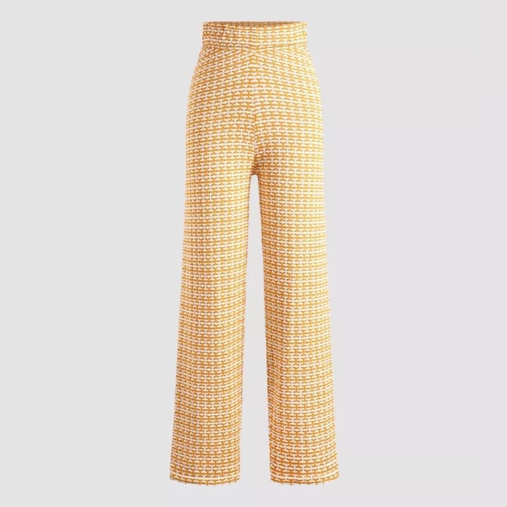 Yellow Geometric High Waist Pants